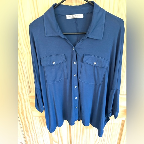 Free People Blue Andy Button Up Shirt. Size Small. - Picture 1 of 13